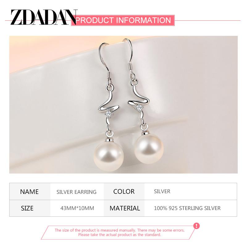 925 Sterling Silver Long Curved Pearl Drop Earrings for Women Fashion Wedding Party Jewelry Gift