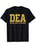 Men'S DEA Drunken Afternoon Print T-Shirt - Soft And Breathable, Casual Street Style, Black Background with Striking Yellow Print, Perfect Gift for Dr