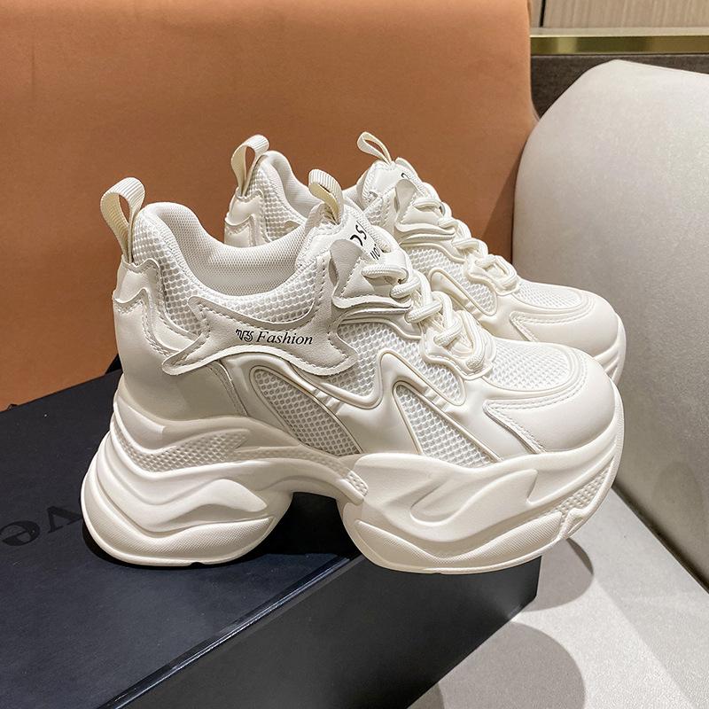 Heightening Sneakers For Women Spring And Summer New Thick-Soled Shoes Women Fashionable And Versatile Breathable Casual Shoes
