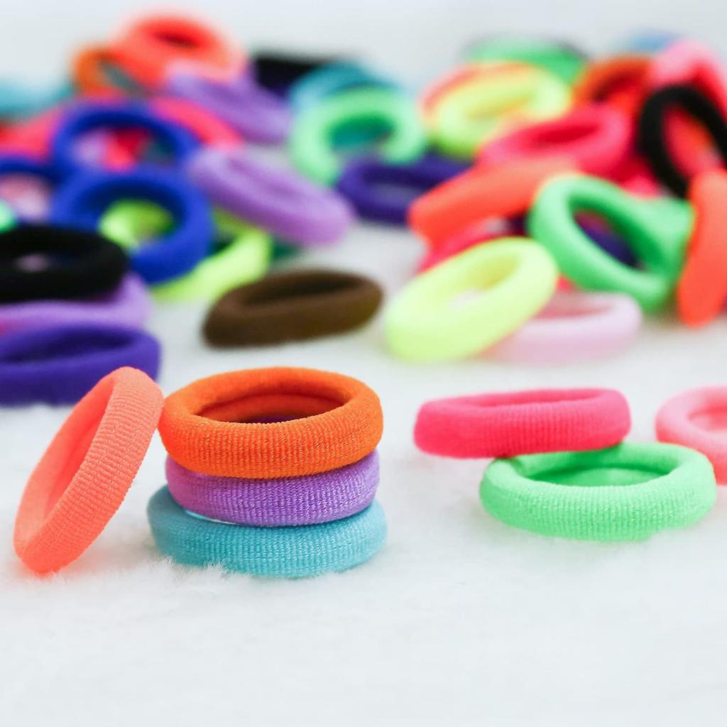 50/100Pcs Colorful Basic Nylon Ealstic Hair Ties for Girls Ponytail Hold Scrunchie Rubber Band Kid Fashion Hair Accessories