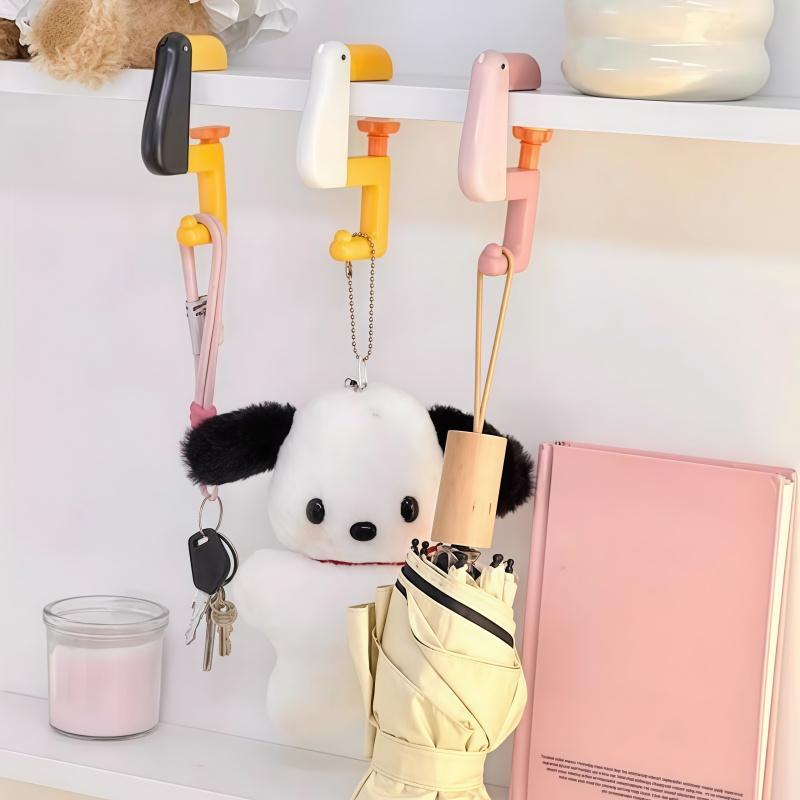Cute and Playful Thinking Duck Backpack Hook. Adjustable Hooks At The Edge of The Desk. Desktop Storage, Saving Space
