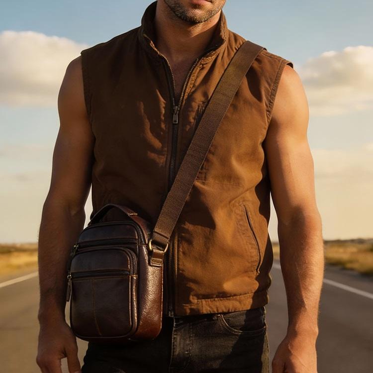 Top Grain Leather Men Messenger Bag Casual Daily Crossbody Shoulder Bag