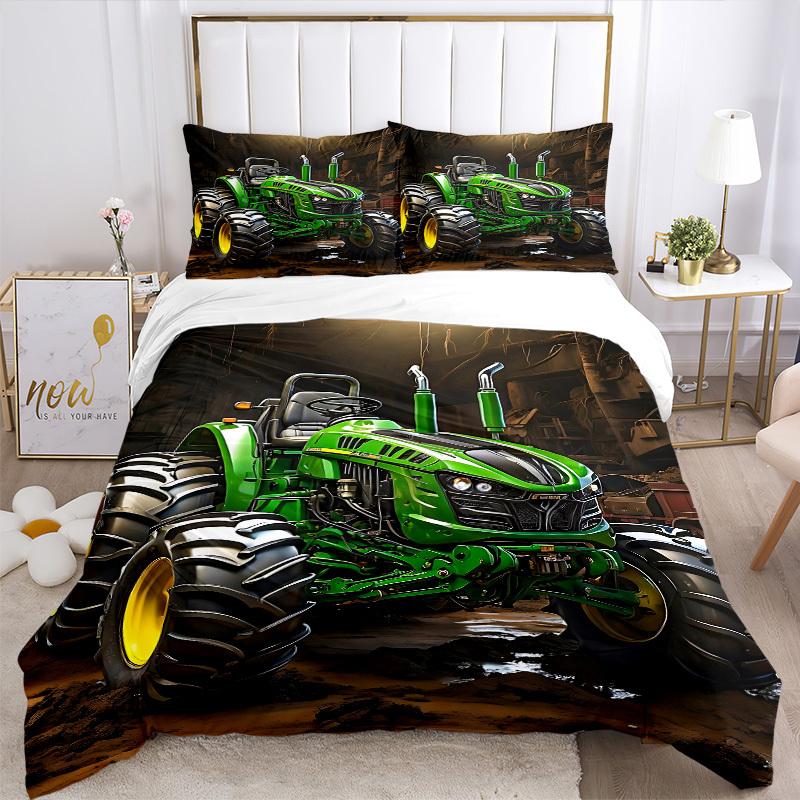 3pcs Tractor Duvet Cover Set - Machine Washable, Includes 1 Duvet Cover and 2 Pillowcases, No Core Included Yy251022155
