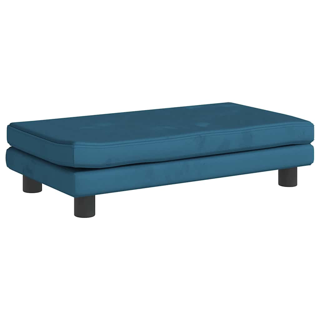 Vidaxl Sofa Dziecięca Z Podnóżkiem, Niebieska, 100X50X30 Cm, Aksamit
