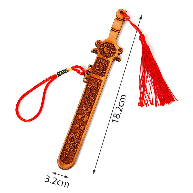 Feng Shui Tai Chi Eight Diagrams The Peach Carving Wood Sword Handicraft Home Carving Decoration Accessories Decor