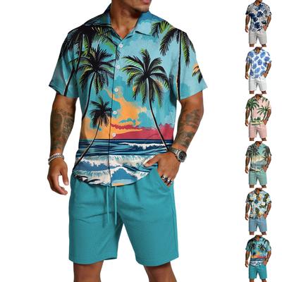 Conjunto Casual Ligero Transpirable de Camisa de Manga Corta y Pantalones Cortos para Hombre