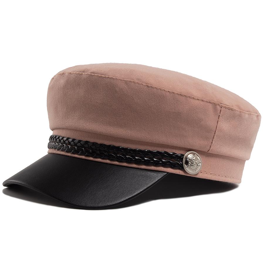 

Жіноча кепка-берет з PU шкіри з козирком, з м якої тканини, осінньо-літня, кашкет-новинар для жінок, дівчат, розкішна мода рожевий