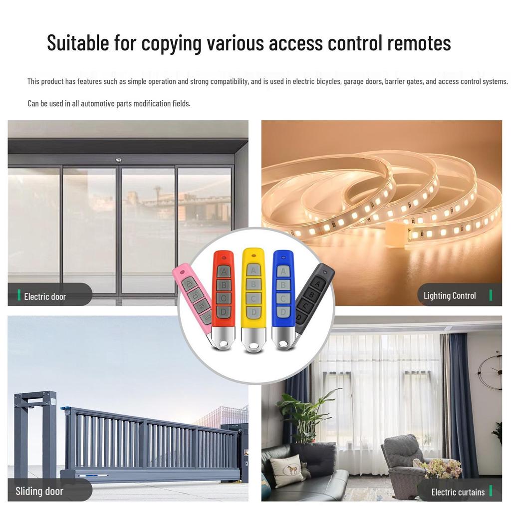 433MHz/315MHz Universal Wireless Remote Control for Garage, Roller Shutter, and Electric Vehicle Doors.
