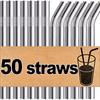 50/5x Stainless Steel Straw 304 Metal Drinking Straw for Party Kitchen Smoothie Milkshake Cocktail Hot Drinks Straight and Bent