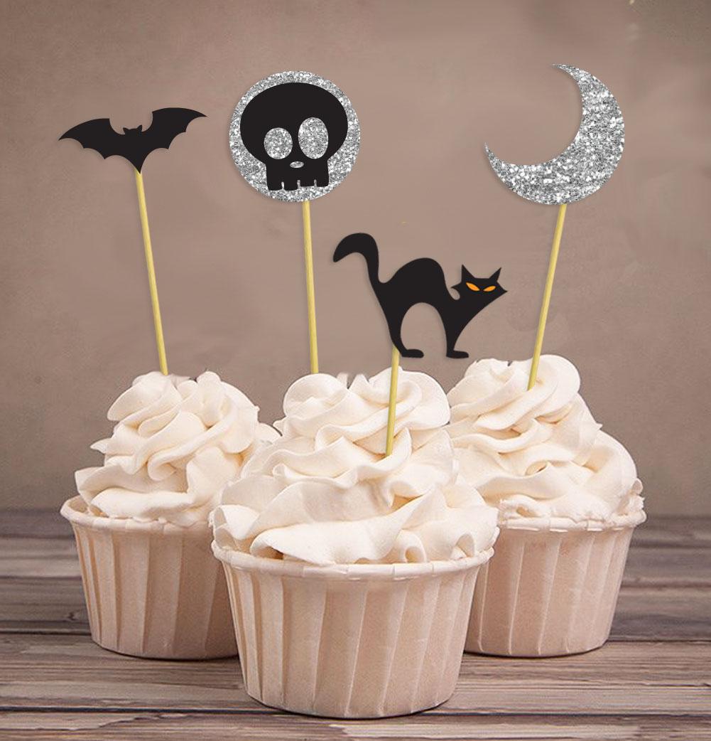

Darling Souvenir| Halloween Party Cupcake Topper| Party Dessert Decorations Bat| Cat| Moon| Skull Picks - Pack Of Pack Of 20 чорний/срібний