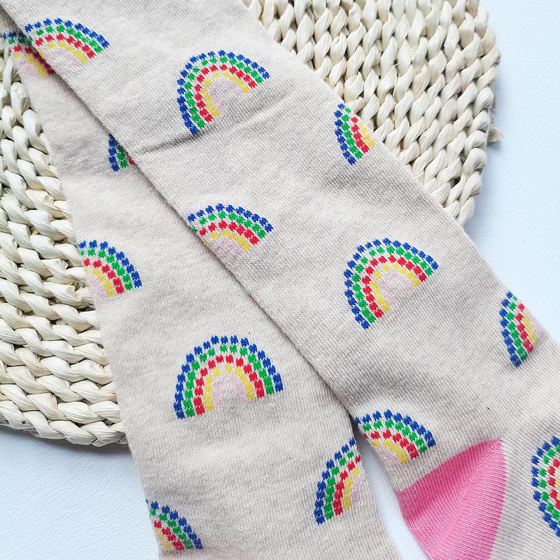 1 ks Nové Jarní Dívčí Kreslené Duhové Punčocháče Dětské Punčochy Podzimní Oblečení pro Holčičky Punčocháče pro Dívky Pruhované Punčocháče