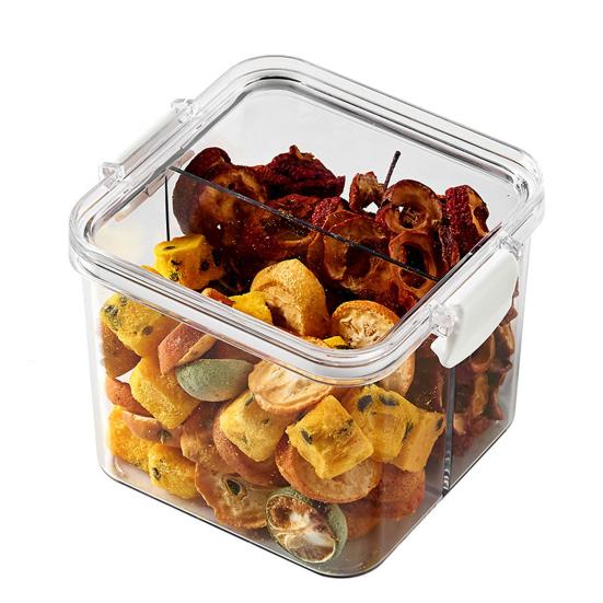 Sealed Storage Box Transparent Multi-Compartment Food Container Stackable Airtight Canister for Kitchen Cabinet Pantry Loose Tea Leaves Herbs Spices