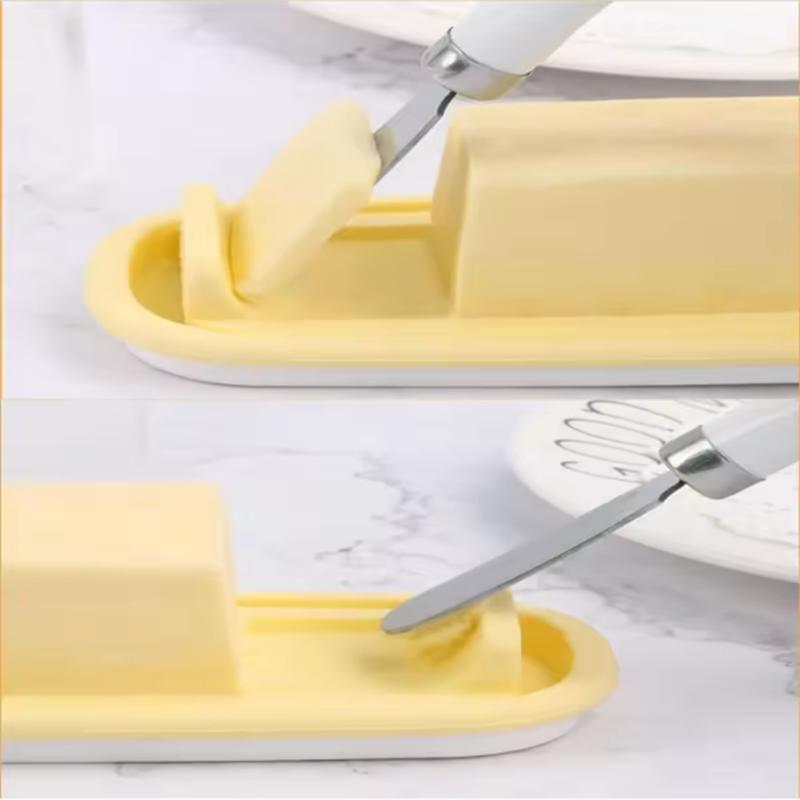 Household Tableware Kitchen Supplies Seal Butter Box Transparent Cover Cheese Storage Box Butter Dish With Lid and Knife