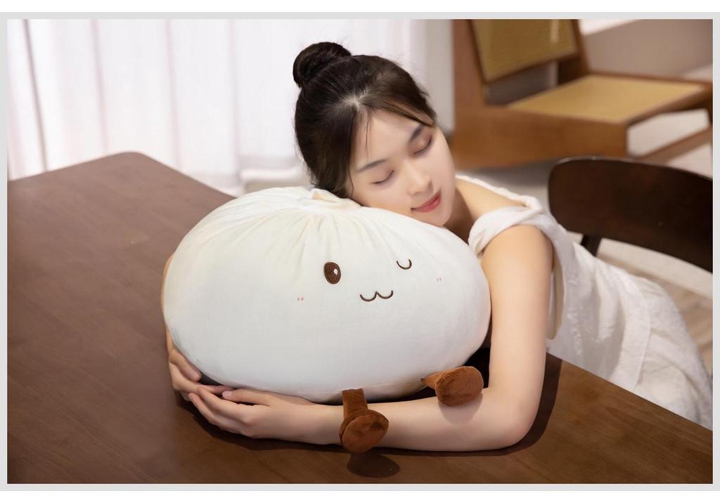 Creative Cute Doll Bun Pillow: Plush Sofa Cushion and Soothing Toy for Girls and Children.
