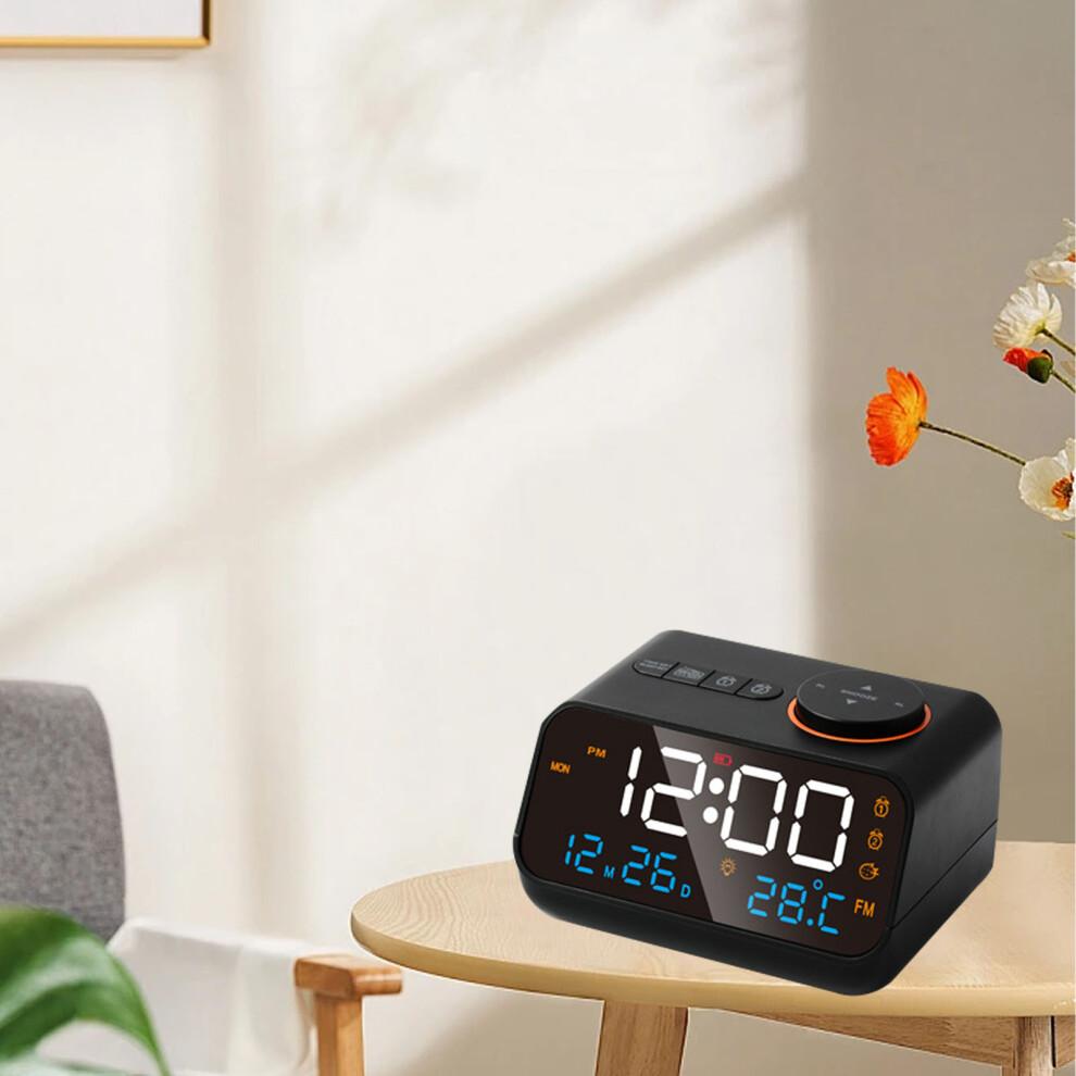 Multifunctional LED Alarm Clock with Radio and FM, Rechargeable, Black