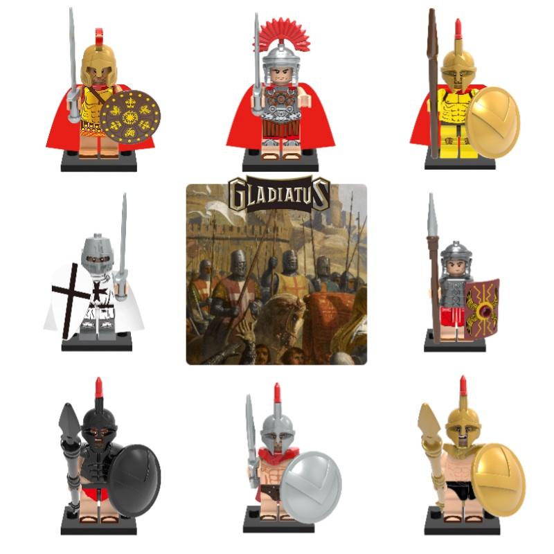 Premium Plastikbausteine Spielzeug X0164 Antike Römische Spartanische Kreuzfahrer Figuren Set X643-650