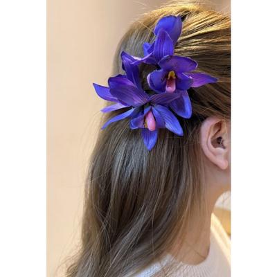 Orchidée violette: Fleur Sexy, Pince à Cheveux Latérale pour Vacances à la Plage, Élégante pour les Séances Photo