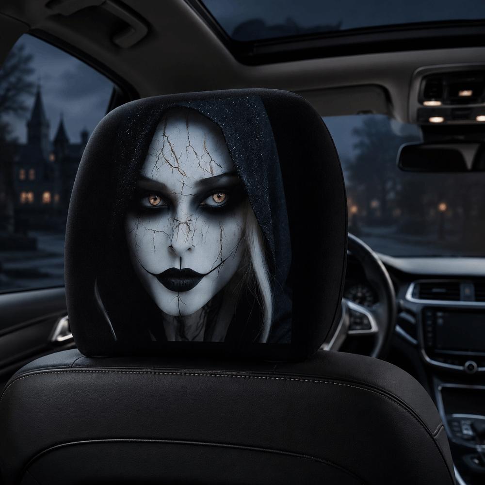 2 Pcs Halloween Accessories Car Headrest Covers Ghost Neck Pillowcase Car Interior