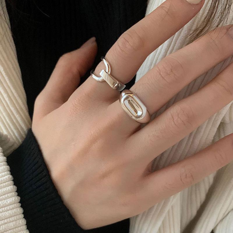Geometric Asymmetrical Women's Adjustable Oval Ring - Fashionable Hip Hop Index Finger Jewelry