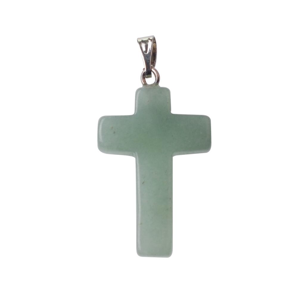 Natural Stone Cross Pendant Necklace Women Men 18inch Black Leather Cord Custom Crystal Choker Chakra Jewelry Findings