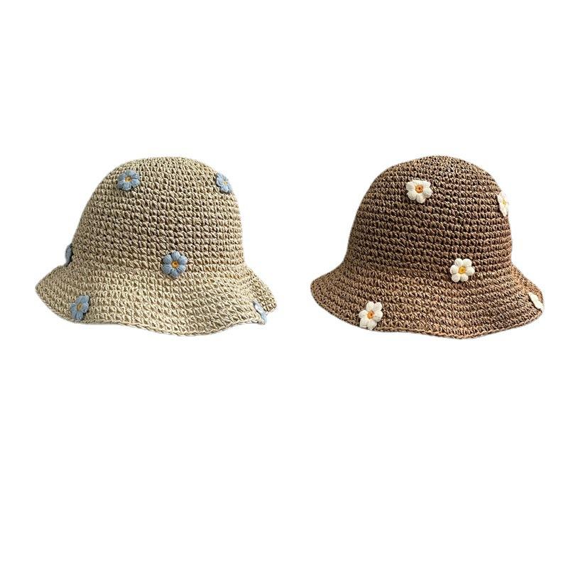 Sun Hats For Women Summer Straw Crochet Bucket Hat Women'S Foldable Panama Cap Uv Sun Cap Fishing Hat Vacation Beach Hat
