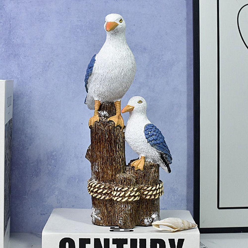 Waterproof Resin Seagull Figurine Handmade Small Sea Bird Statue Pelican Seahorse Ornament  Nursery