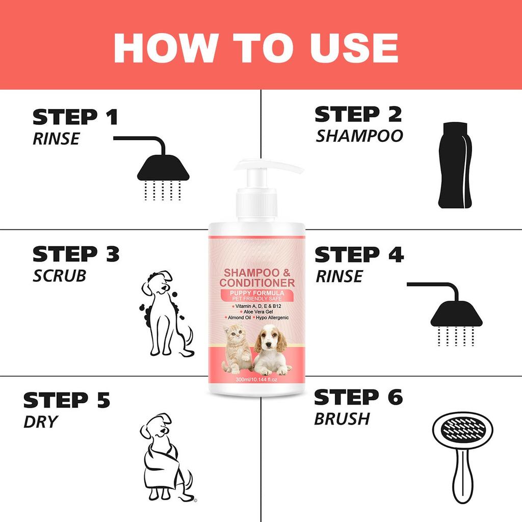 Pet Shampoo And Care For Puppies Cleanser For Delicate Skin And Hair  300ml