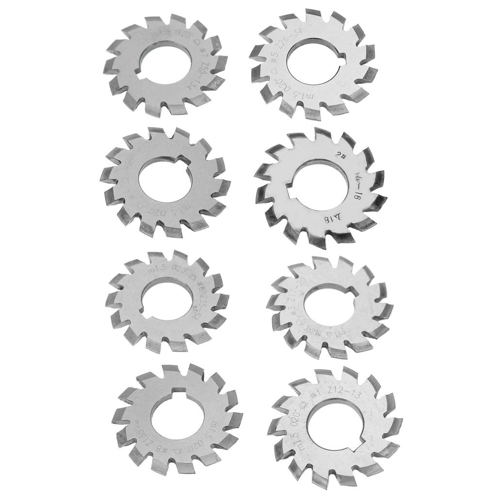 8Pcs Gear Cutter High Speed Steel Cutting Tool Industrial Supplies M1.5 20 Degrees 5mm 6mm
