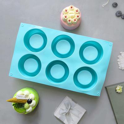 Molde redondo pequeño de 6 cavidades para velas, postres, pudines, utensilios para hornear pasteles, velas, mousse, decoración del hogar
