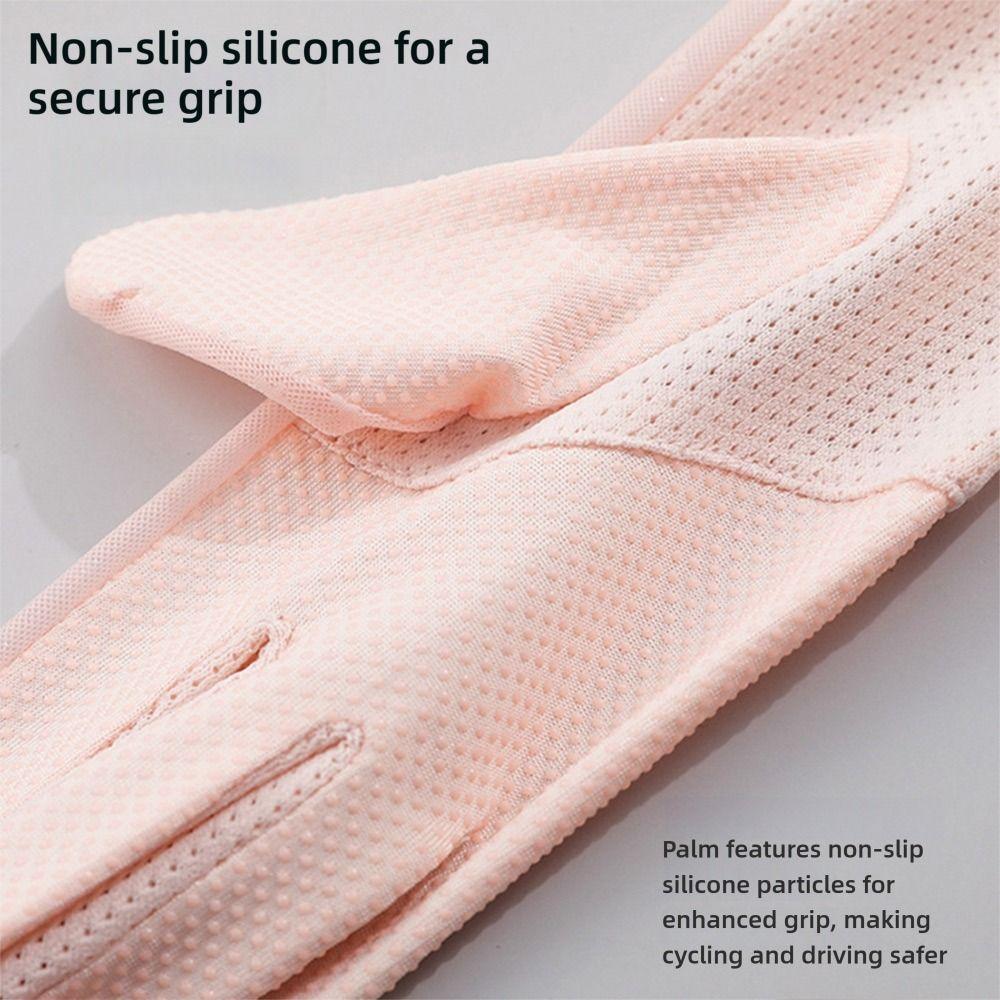 Fashion Lace Sunscreen Gloves Anti-Slip Thin Ice Silk Gloves Skirt Edge Sun Protection Anti-UV Gloves for Women Female Lady