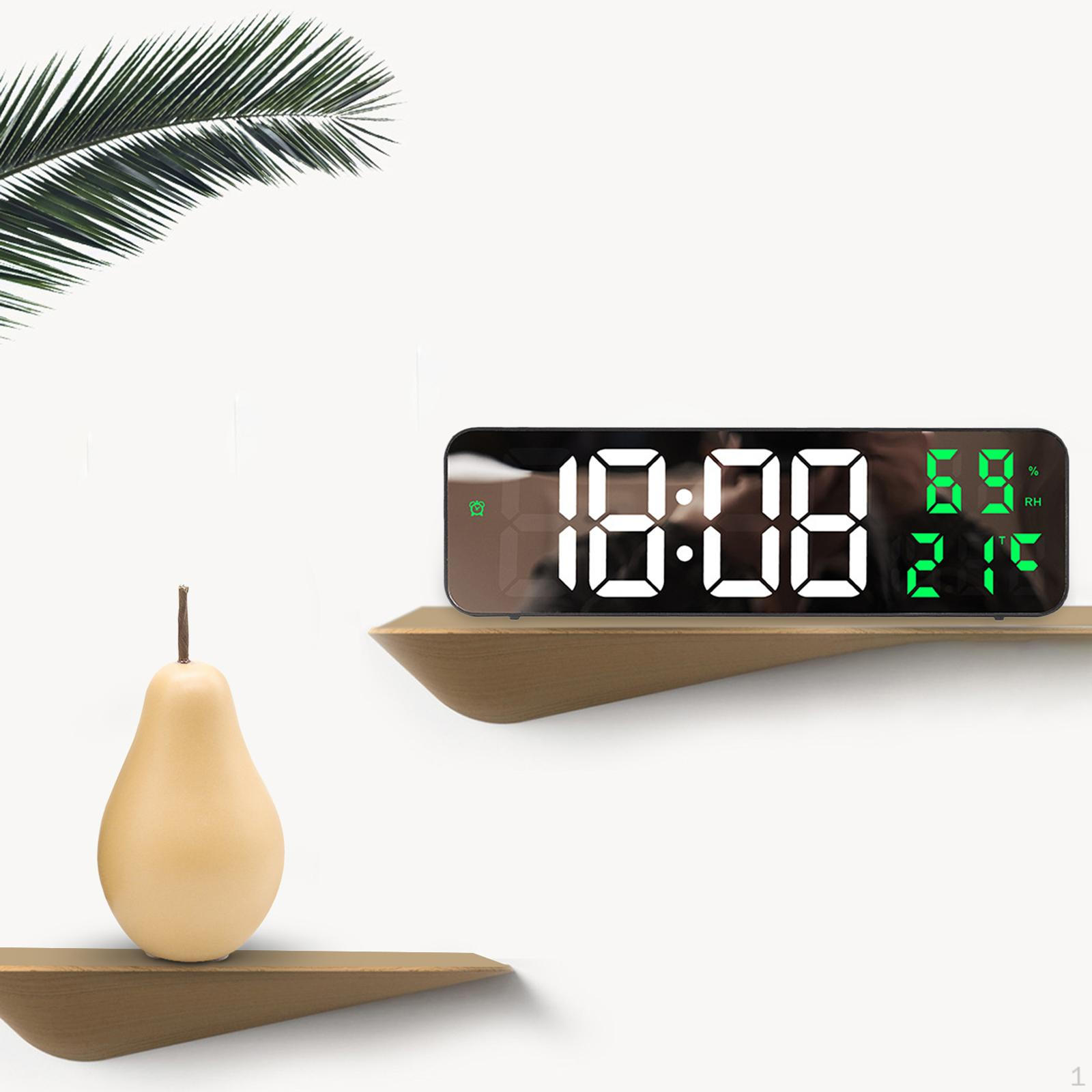 Alarm Clock Hygrometer 12/24H Multifunctional Digital for Study Room Indoor Home зелёный