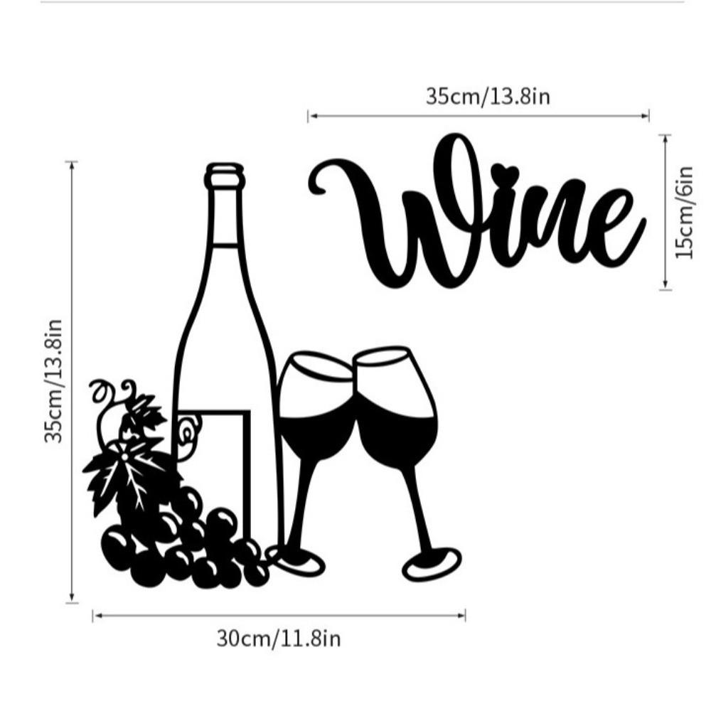 Hollow Out Metal Wine Wall Art Black Wine Letter Wall Decor Wine Themed Wall Decor Patio