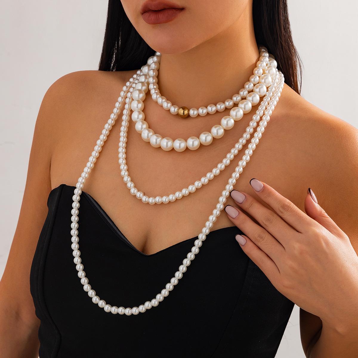 

Baroque Multi-Layer Pearl Tassel Necklace for Women