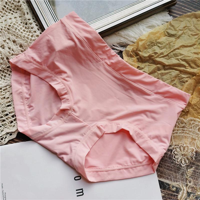 9908 Mid-Waist Ice Silk Women's Underwear - Solid Colors