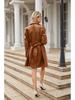 2023 European & American Mid-Length Belted Leather Trench Coat, Long Sleeve, British Style Outerwear for Women