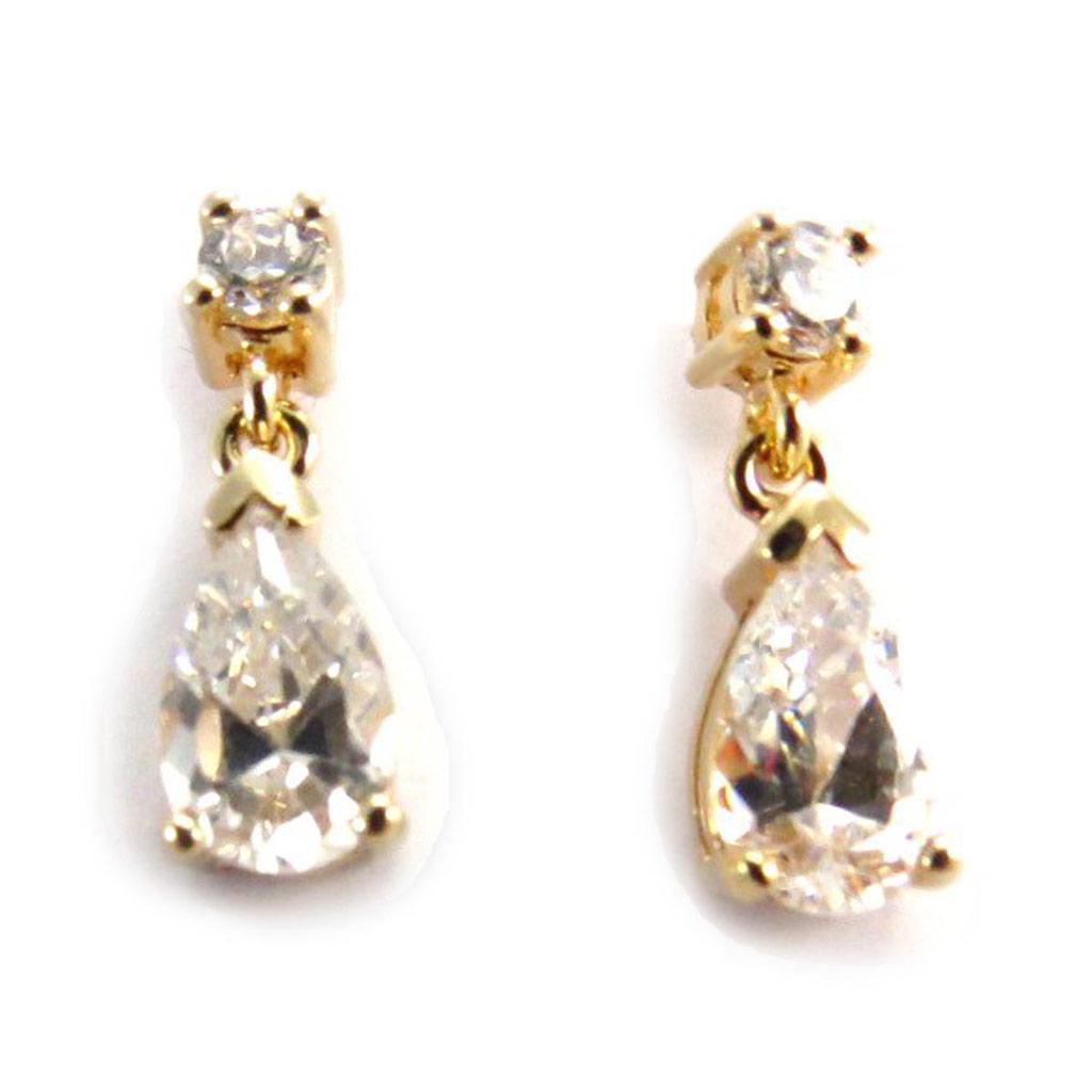 Les Trésors De Lily [J7109] - Kolczyki pozłacane 'Damoiselles' biało-złote - 15x6 mm