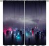 City Skyline Curtains Midnight Cityscape Purple Urban Starry Sky Printed Bedroom Living Room Window Drapes Curtain With Light Blocking Polyester