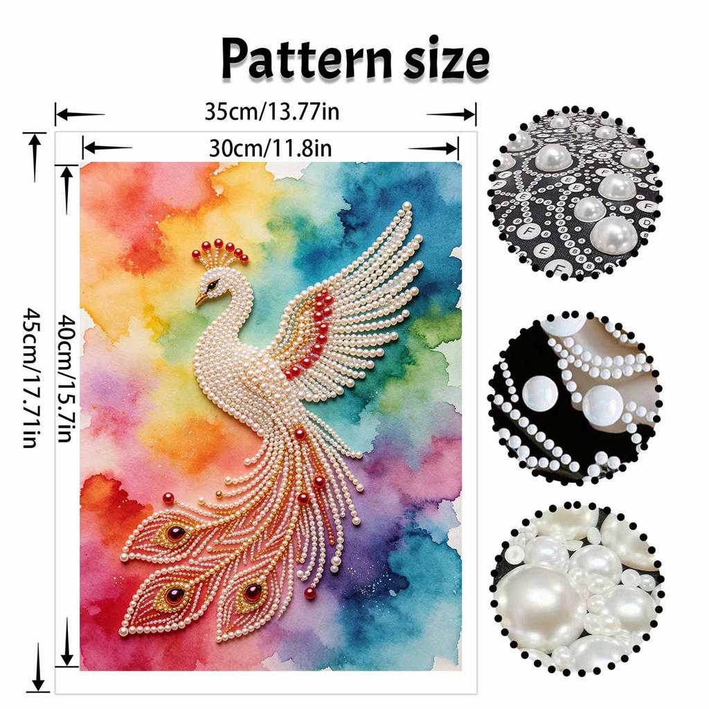 DIY Pearl Gem Vibrant Peacock Painting Shining Bead Craft Art Home Wall Ornament Simple Unframed Room Decoration Art Elegant Aesthetic Gift