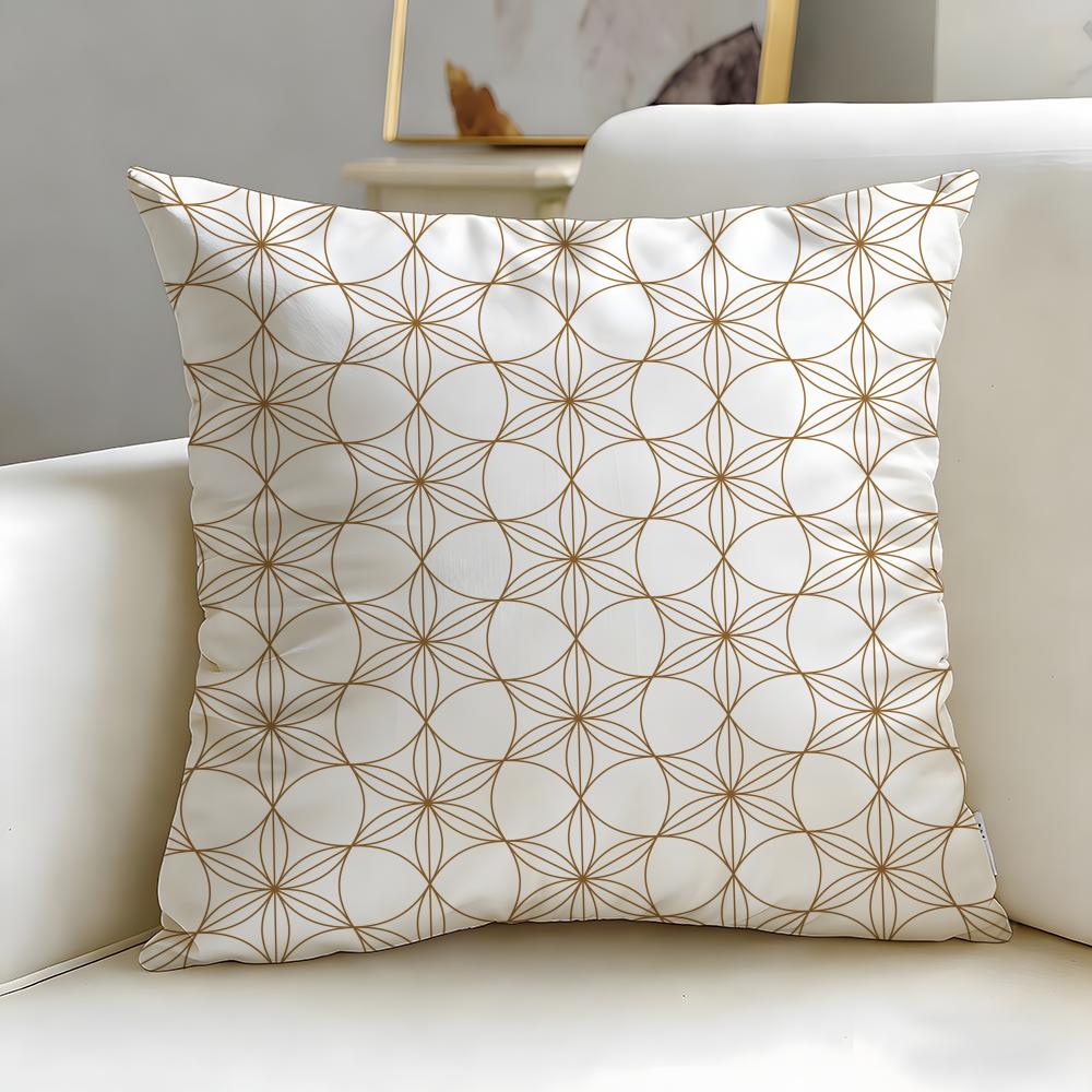 classic art theme Japanese Golden Lines Cushion Cover Soft EasyWash Pillow Case Versatile for Couch Bed Travel and Office
