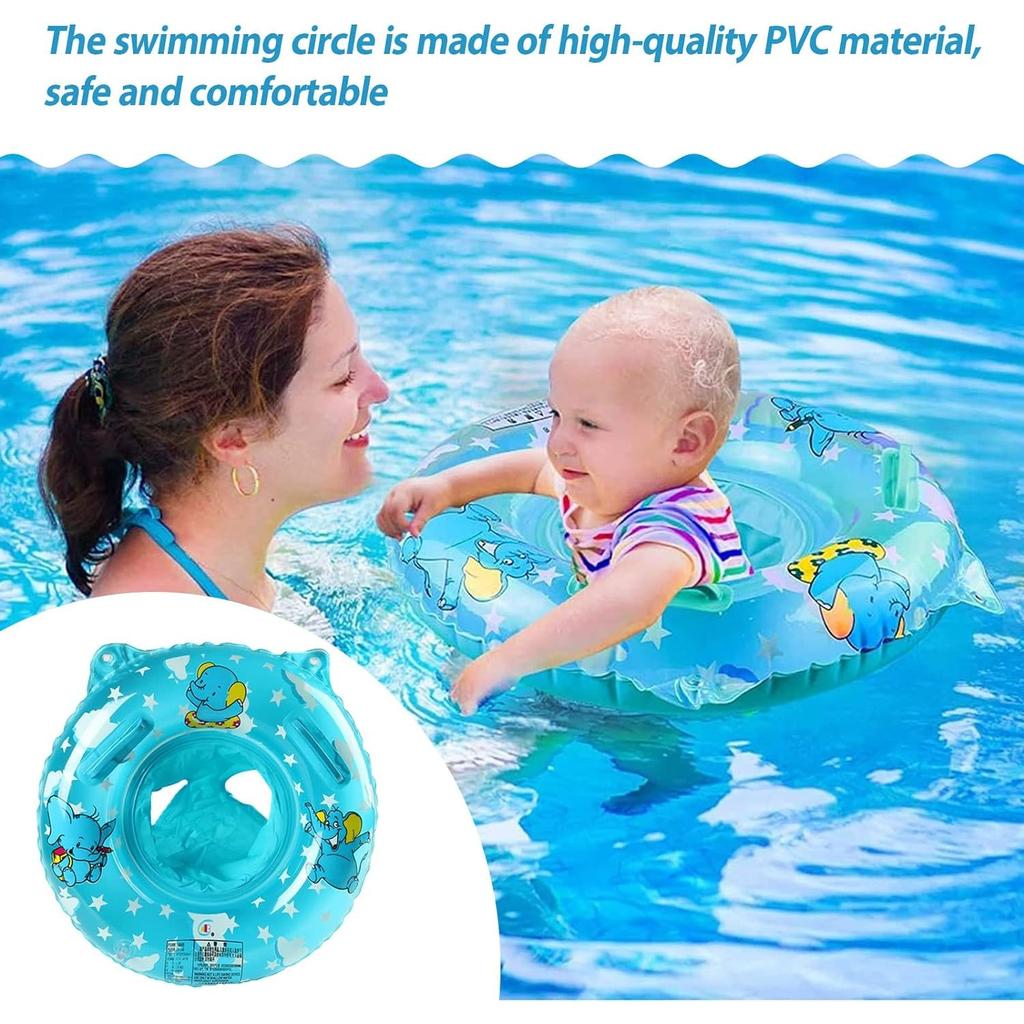 Baby Swimming Float, Inflatable Swimming Hoop Baby with Safety Float Seat with Handle, Swimming Pool Accessories, for 3-36 Months Toddlers Kids