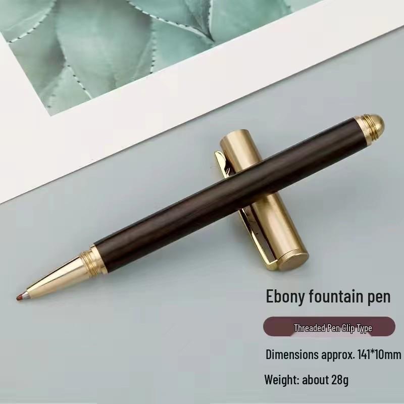 Premium Wooden Ballpoint Pen with Metal Clip - Retro Logo, Office Business Gel Pen