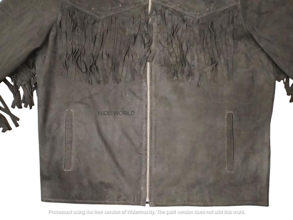 Fringed Motorcycle Leather Designer Suede Lambskin Black Handmade Jacket Men