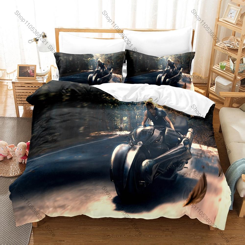 Final Fantasy Series Iconic Heroes Magic Fantasy World HD Print Bedding Set Duvet Cover 2 Pillowcases Polyester Game Room Decor