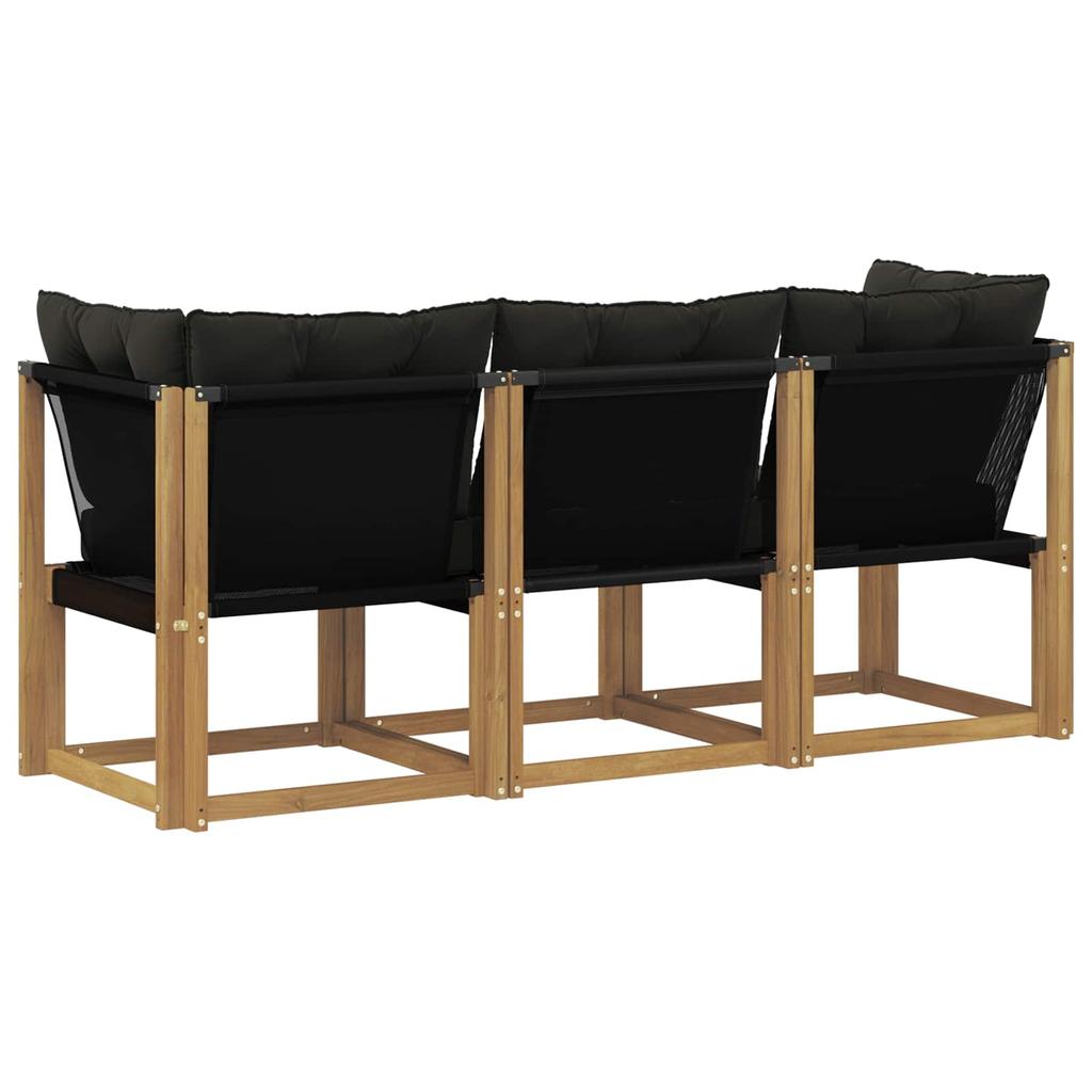 Outdoor Center and Corner Sofa Set with Cushions 3 Pieces White