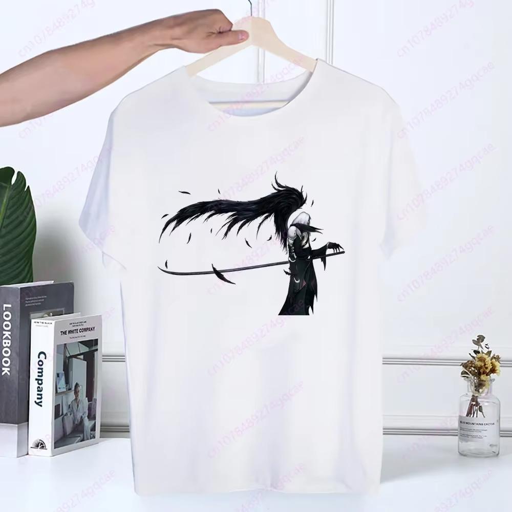Final Fantasy Anime Shinra Schulmädchen T-Shirt Sommermode Herren T-Shirt Lässig Weiß Lustiger Cartoon-Druck Hip Hop Oberteile T-Shirt
