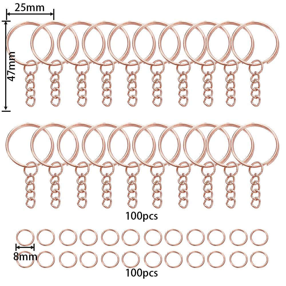 200pcs/pack 100pcs Keychain Key Rings and 100Pcs Jump Rings for Keychain Bag Pendants Holder Jewelry Making Accessories
