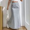 Women Solid Color Sweatshirt Mermaid Skirt Drawstring Elastic Waist Pocket Maxi Casual Half Skirt Autumn Winter Daily Leisure Long Skirt