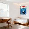 Jaws Vintage Metal Tin Sign, Distressed Rusty Border, Great White Shark Attack Scene, Home Decor for Man Cave Bar Cafe, Retro Mo