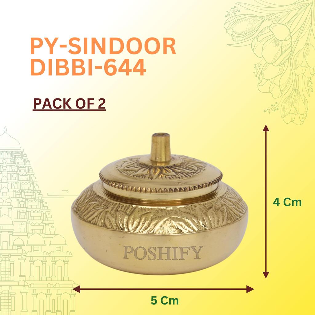 POSHIFY Sindoor Dibbi (2er-Pack) - Eleganter Messing-Sindoor-Behälter für luxuriöse Puja-Rituale und Heimdekoration