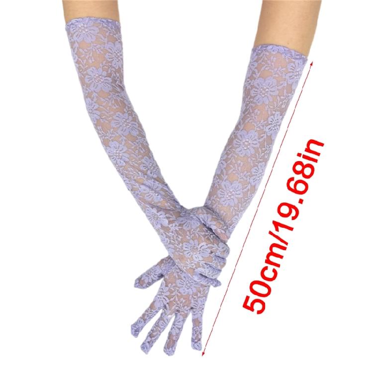 2 paires de Gants Longs en Dentelle Transparente pour Mariage Femmes Mitaines Courtes Fantaisie en Tulle pour Spectacles sur Scène